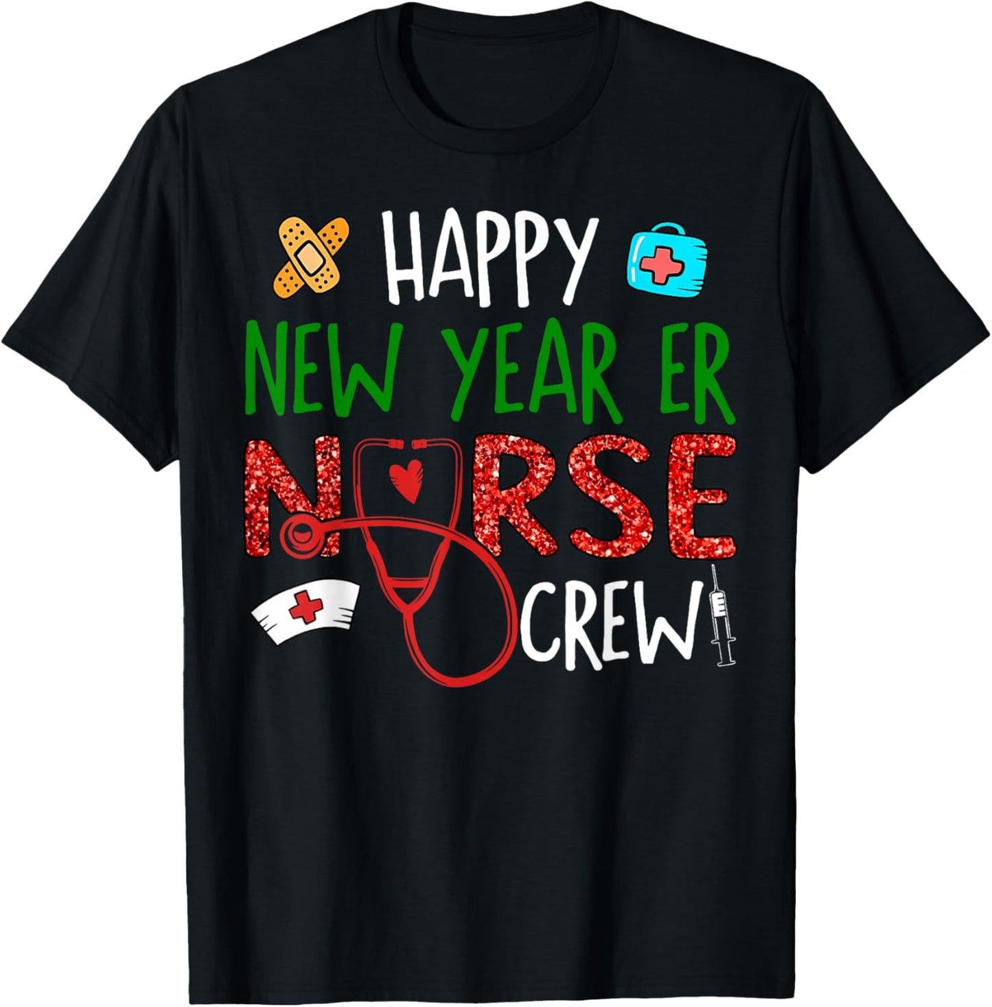Happy New Year ER Nurse Crew Emergency Rom New Years Eve T-Shirt - T-Shirt | Black