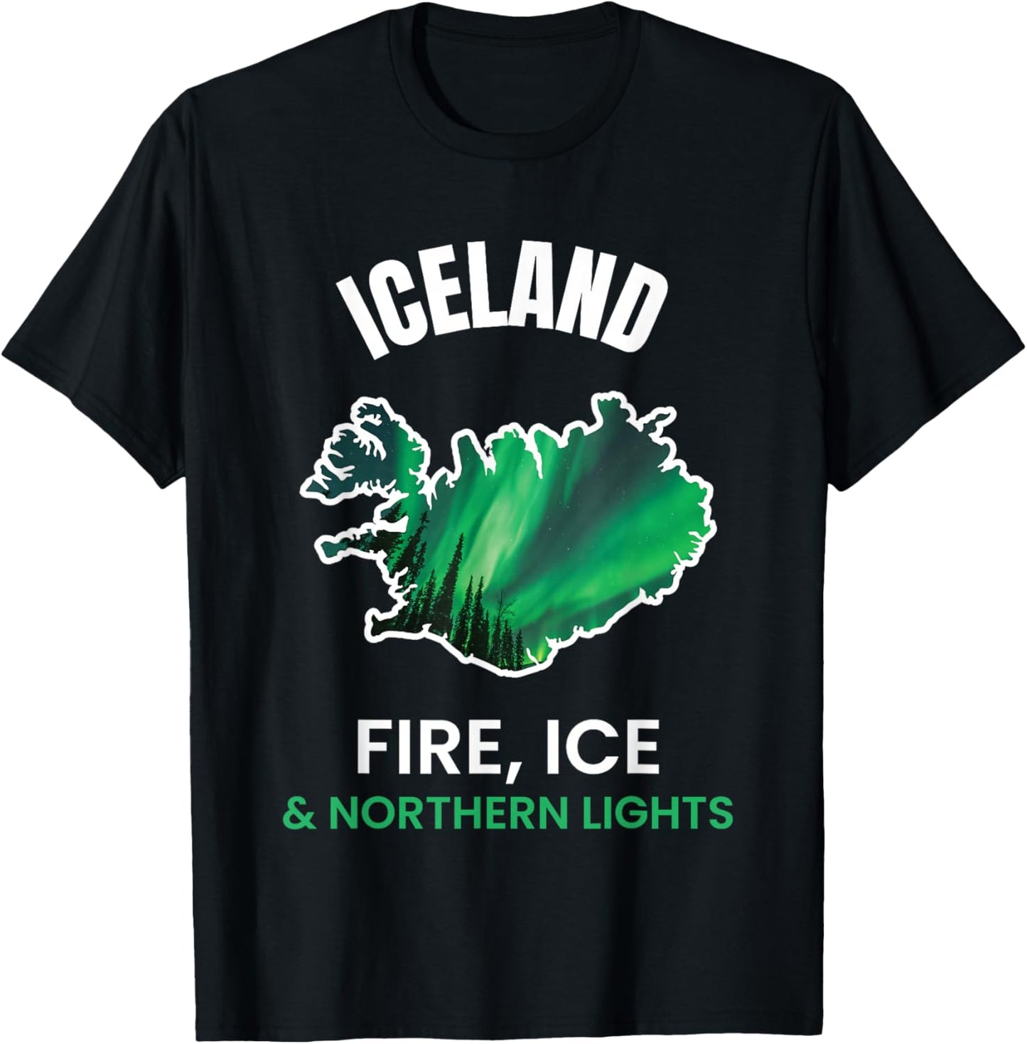 Iceland Northern Light Aurora Reykjavík Icelandic Gift T-Shirt - T-Shirt | Black