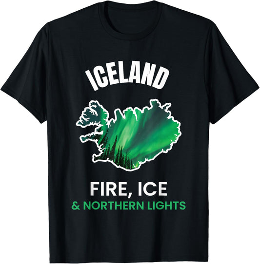 Iceland Northern Light Aurora Reykjavík Icelandic Gift T-Shirt - T-Shirt | Black