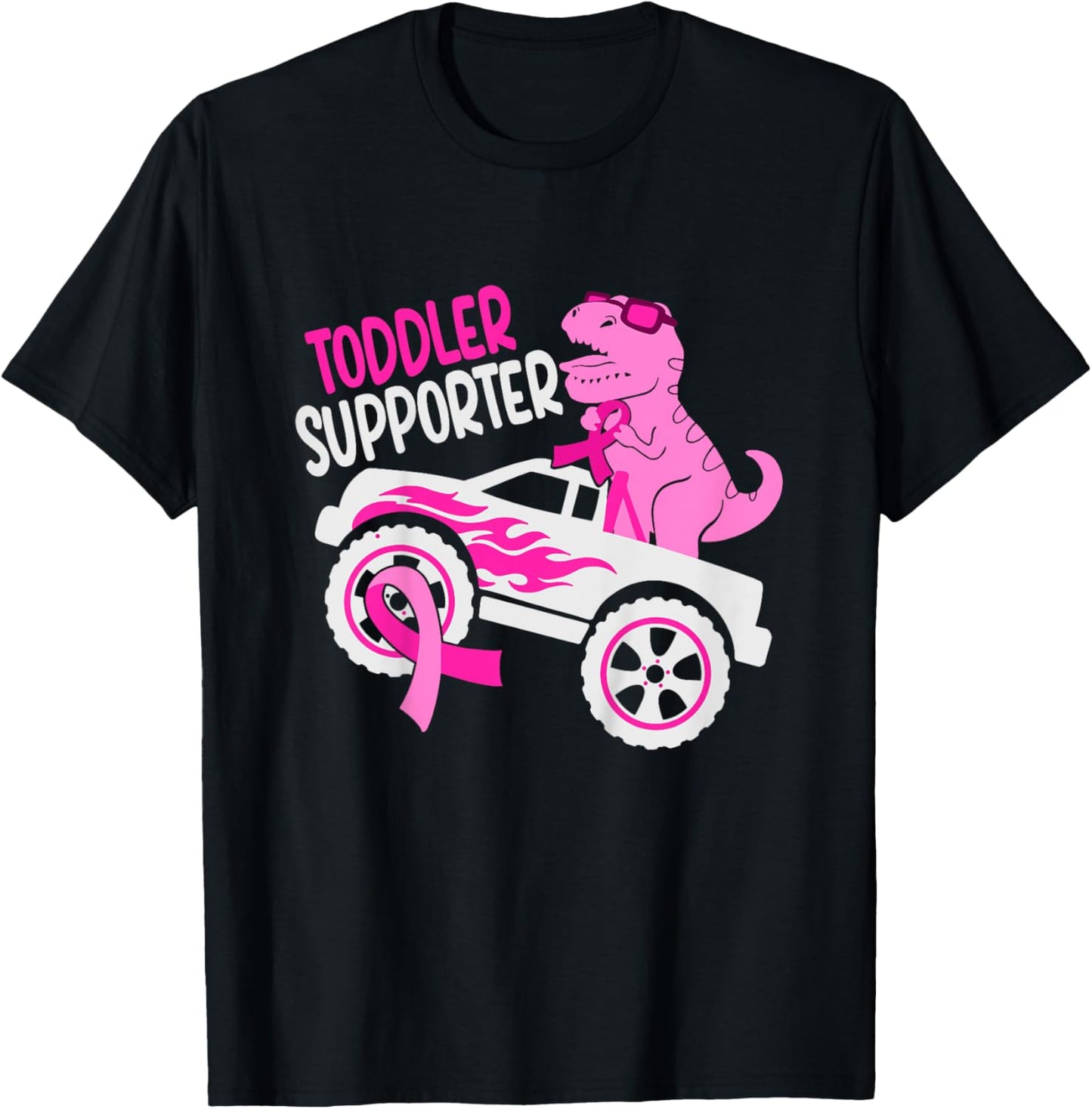 Kids Toddler Supporter T-Rex Kids Breast Cancer Awareness Boys T-Shirt - T-Shirt | Black