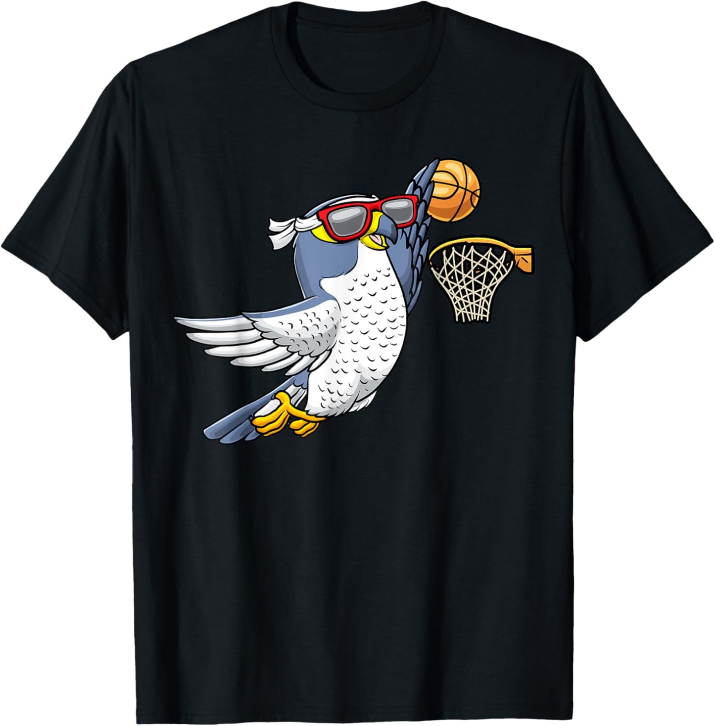 Falcon Playing Basketball Kids Bird T-Shirt - T-Shirt | Black