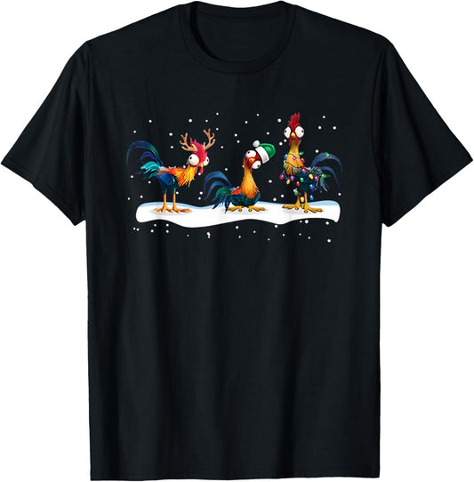 Hei Hei Chicken Christmas - , Black, Short Sleeve, Small T-Shirt - T-Shirt | Black