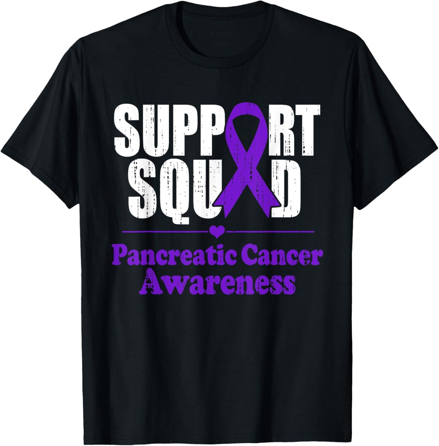 Support Pancreatic Cancer Awareness Purple Ribbon Men Women T-Shirt - T-Shirt | Black