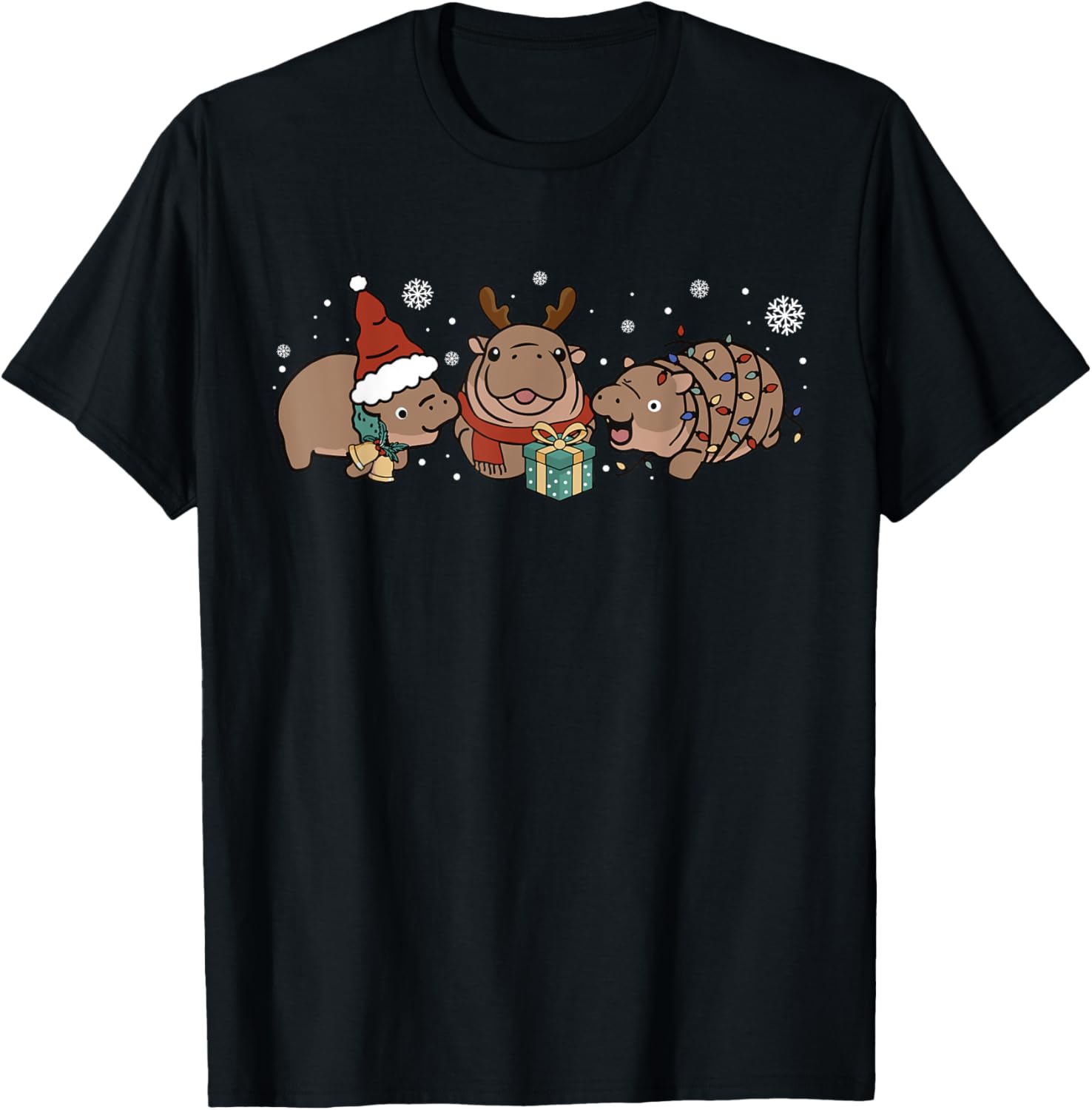 Funny Moo-Deng Christmas Baby Famous Hippo Zoo For Family T-Shirt - T-Shirt | Black