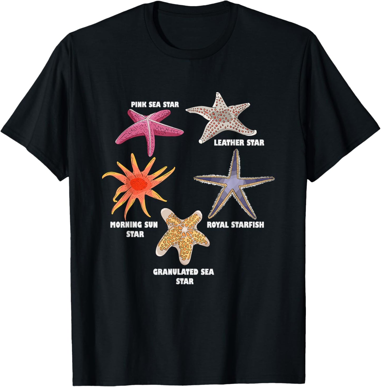 Sea Star Types Starfish Species Underwater Marine Starfish T-Shirt - T-Shirt | Black