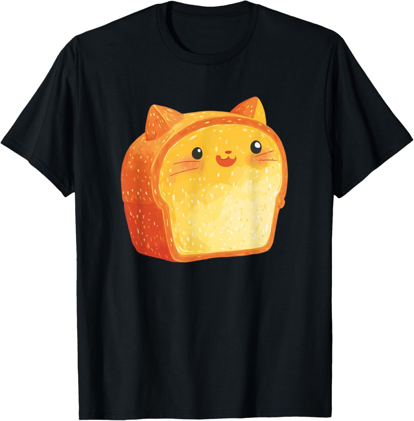 Cute Cat Loaf Illustration Bread Cat T-Shirt - T-Shirt | Black