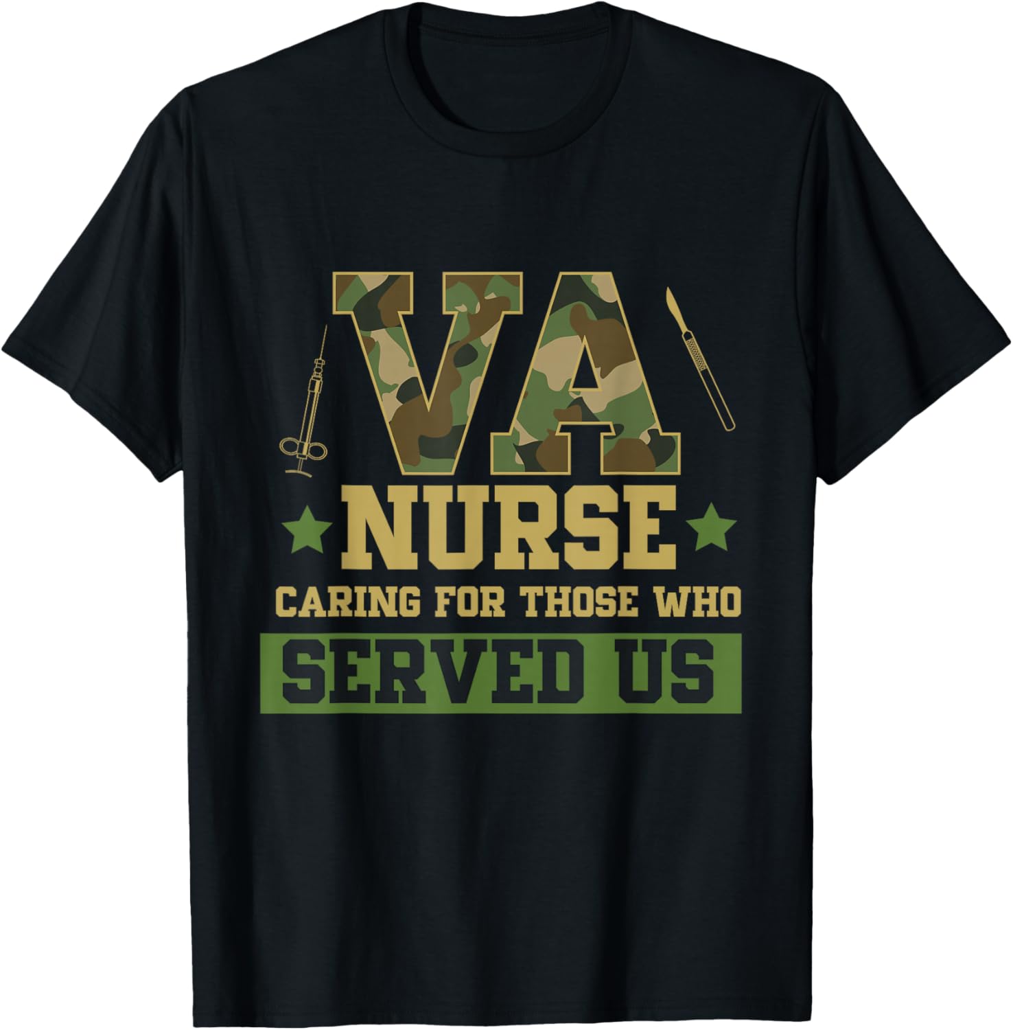 VA Nurse Veterans Day Family Patriotic Nursing Scrub T-Shirt - T-Shirt | Black