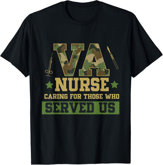VA Nurse Veterans Day Family Patriotic Nursing Scrub T-Shirt - T-Shirt | Black
