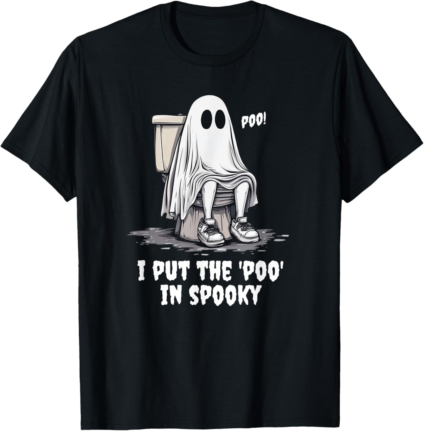 Funny Kids Halloween Potty Ghost Poo In Spooky T-Shirt - T-Shirt | Black
