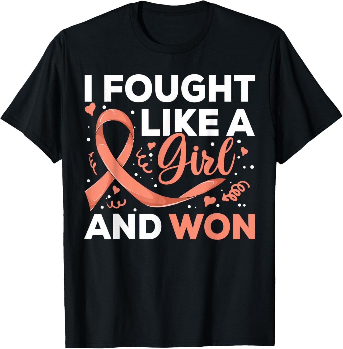 I Fought Like a Girl Endometrial Cancer , Cancer Survivor T-Shirt - T-Shirt | Black