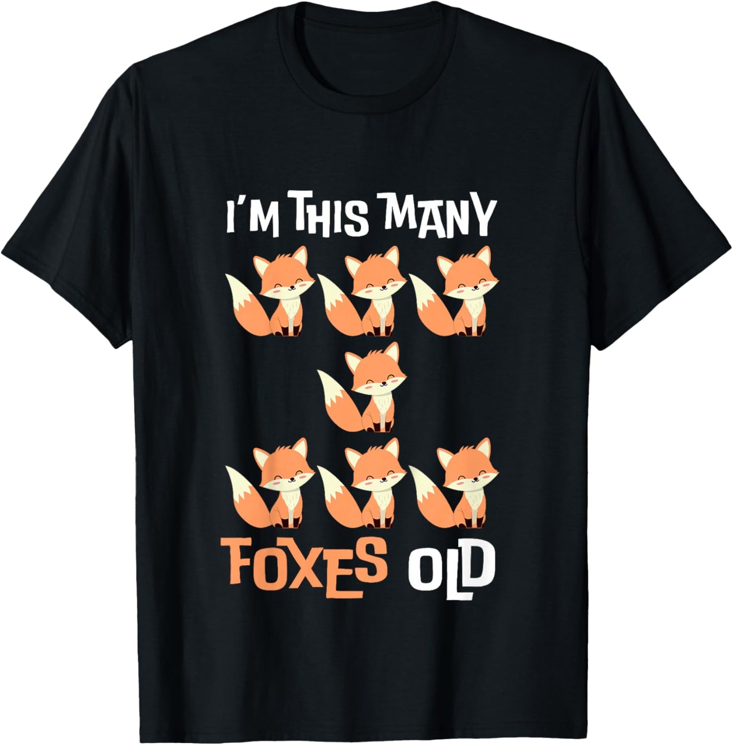 Kids I'm This Many Foxes Old - Fox 7th Birthday 7 Years Old Bday T-Shirt - T-Shirt | Black