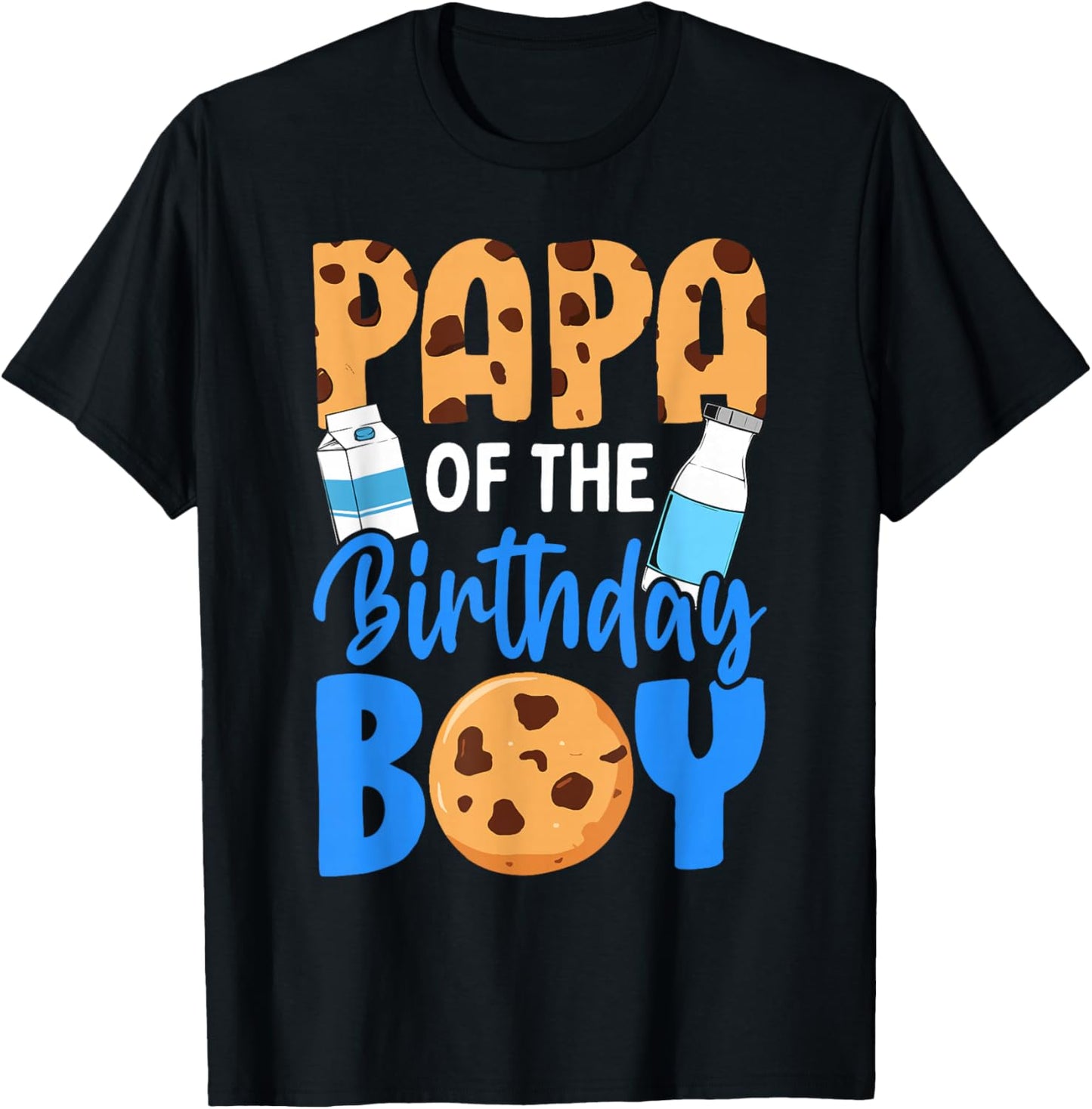Papa of the birthday boy Milk and Cookies 1st birthday T-Shirt - T-Shirt | Black