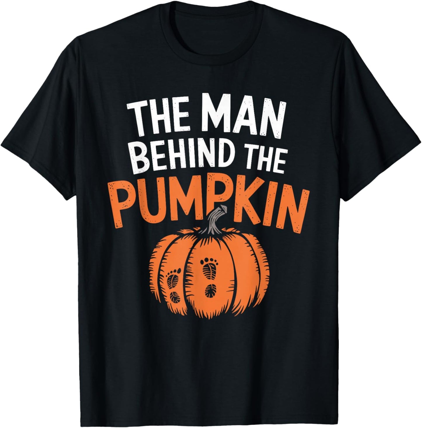 Man Behind The Pumpkin Halloween Pregnancy T-Shirt - T-Shirt | Black