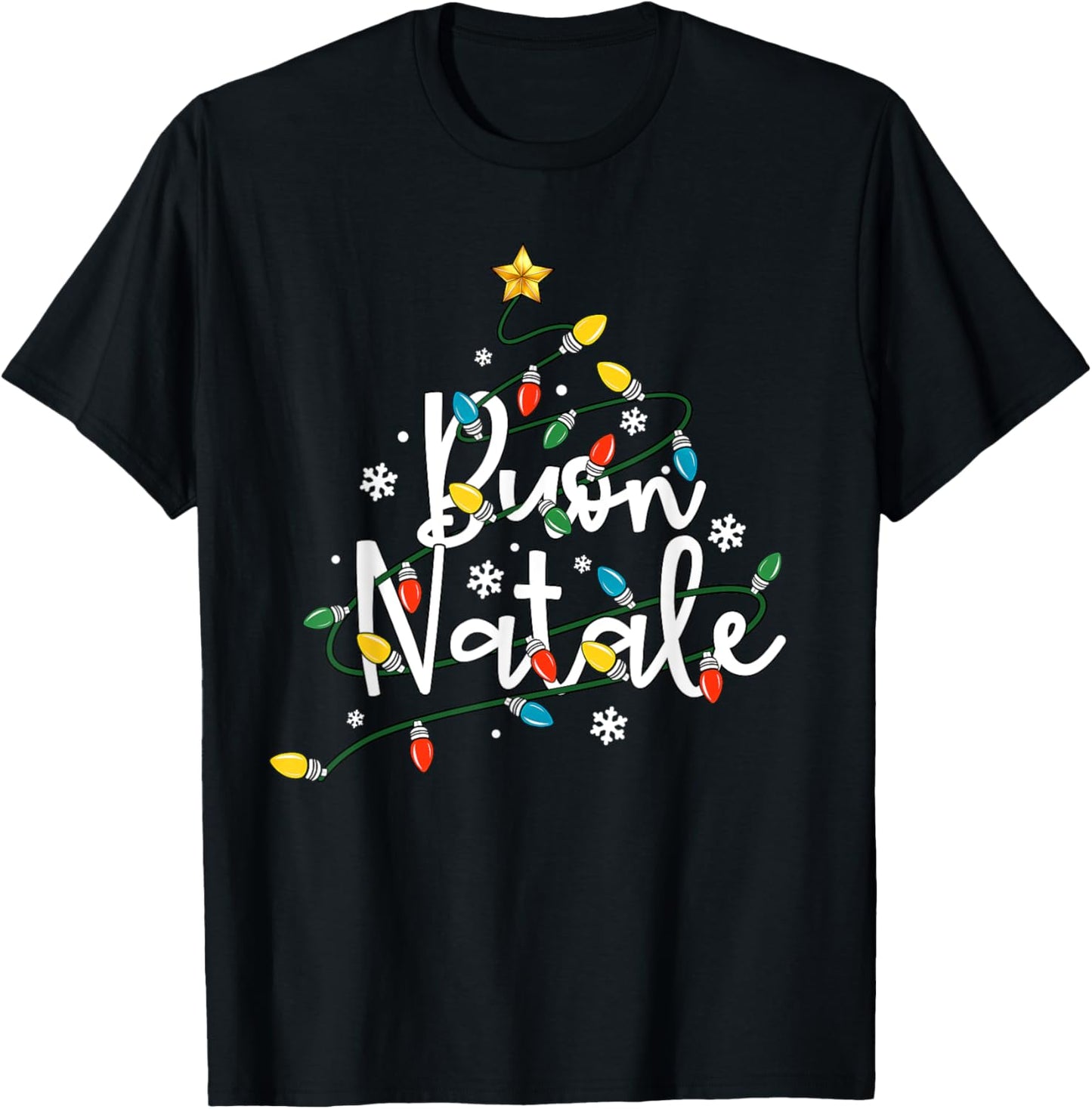Buon Natale Italian Family Merry Christmas Tree Lights T-Shirt - T-Shirt | Black