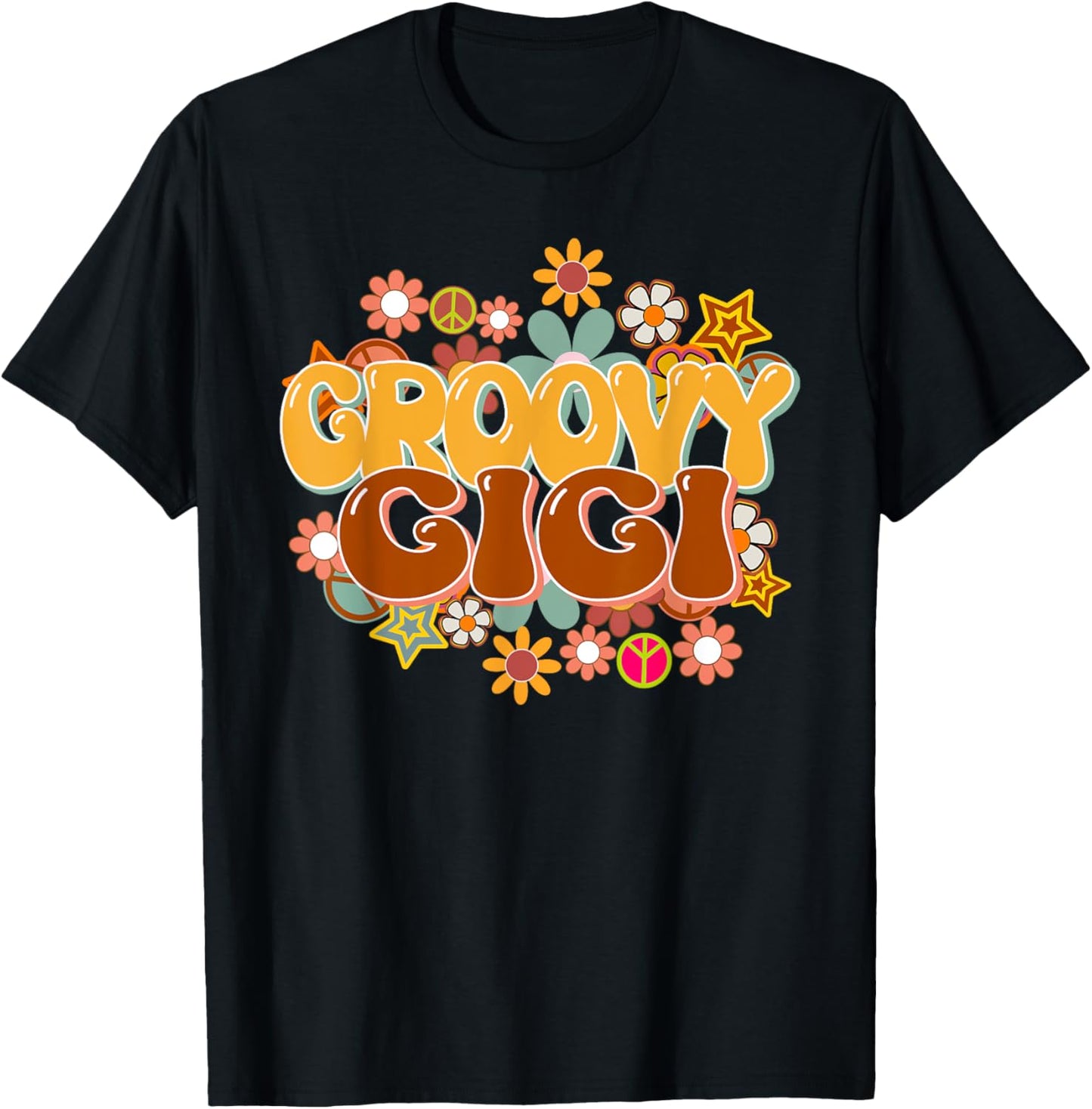 Groovy Gigi Retro 60s 70s Hippie Family Best Gigi Ever T-Shirt - T-Shirt | Black