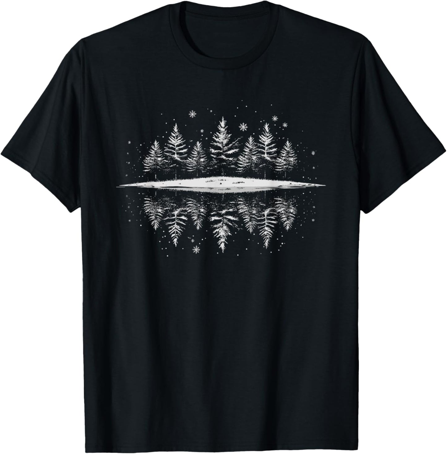 Nature Reflection Forest Trees Outdoor Wildlife T-Shirt - T-Shirt | Black