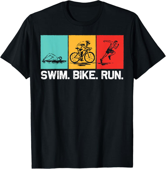 Cool Triathlon Women Swimming Running Swim Bike Run T-Shirt - T-Shirt | Black