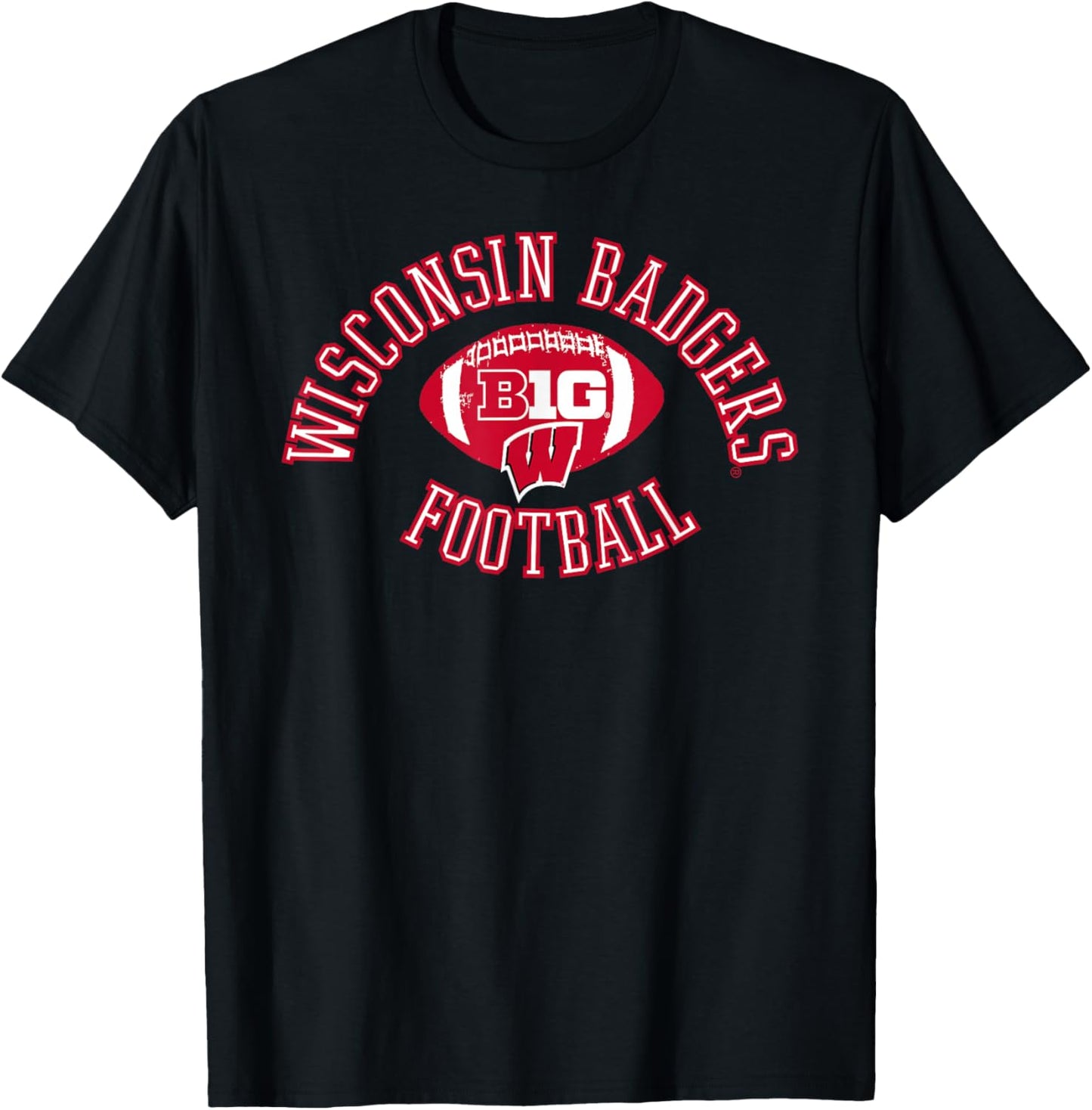 Wisconsin Badgers Big 10 Football Huddle Officially Licensed T-Shirt - T-Shirt | Black