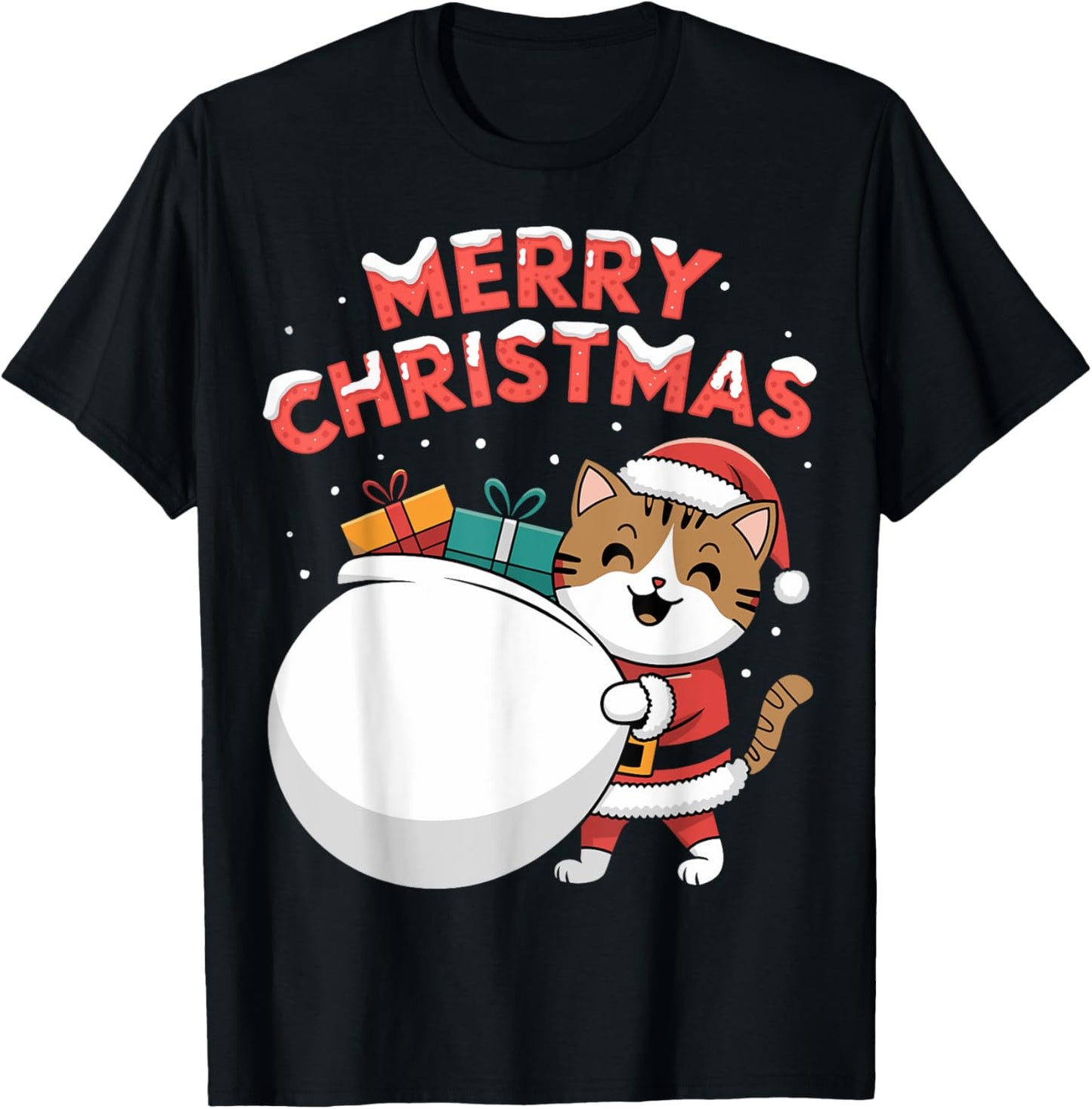 Merry Christmas Cat T-Shirt - T-Shirt | Black