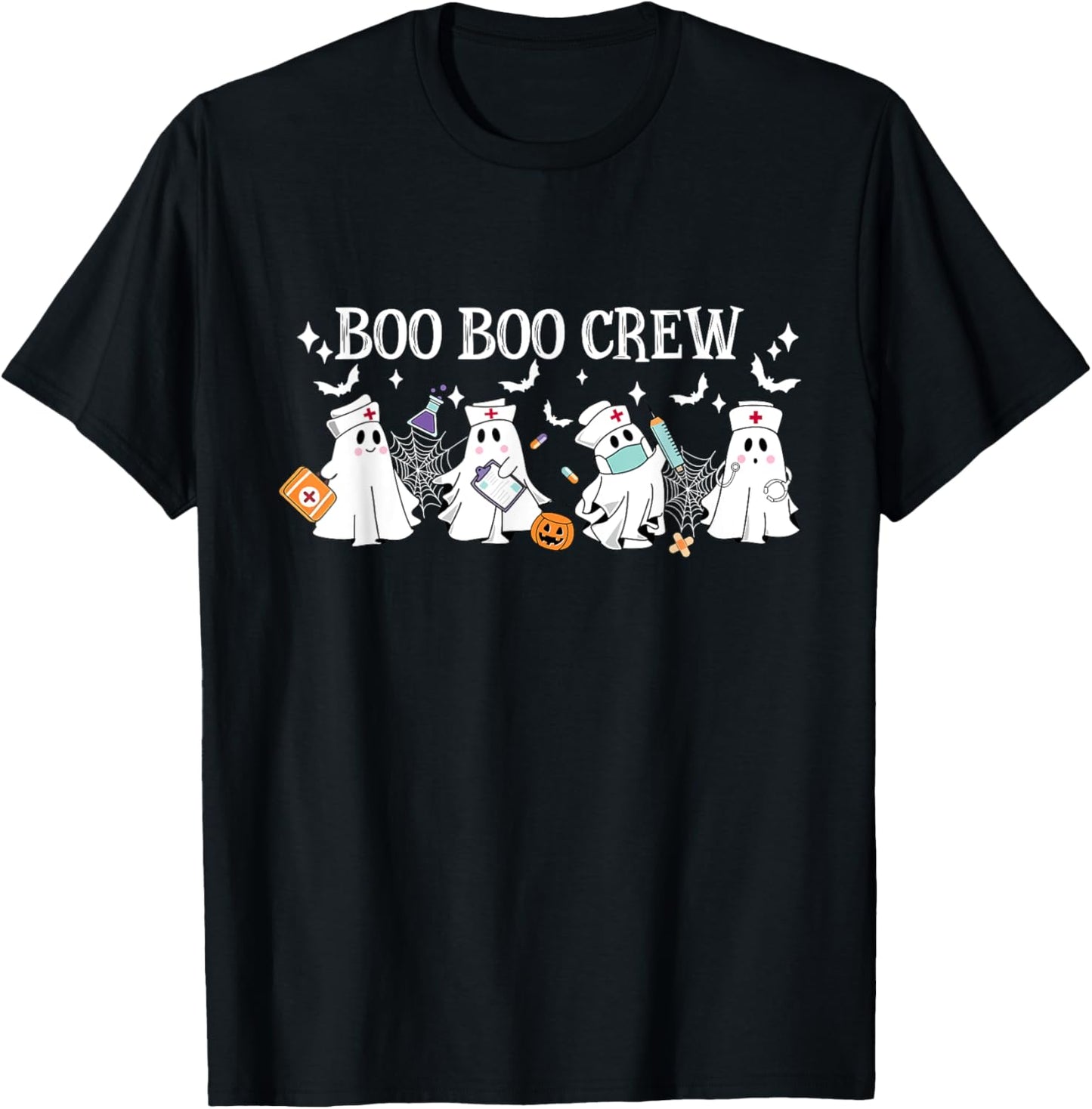 Boo Boo Crew Nurse Ghost Nursing Halloween Spooky Nurse T-Shirt - T-Shirt | Black