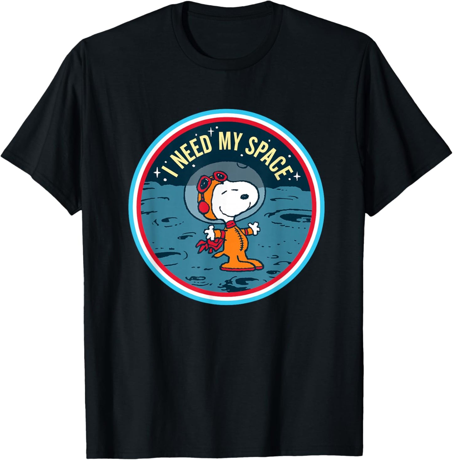 Peanuts Snoopy On The Moon I Need My Space T-Shirt - T-Shirt | Black