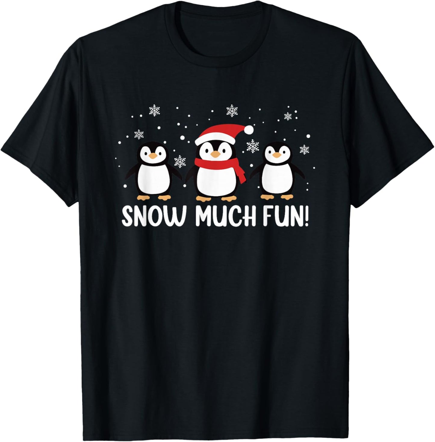 Funny Snow Much Fun Christmas Penguins T-Shirt - T-Shirt | Black