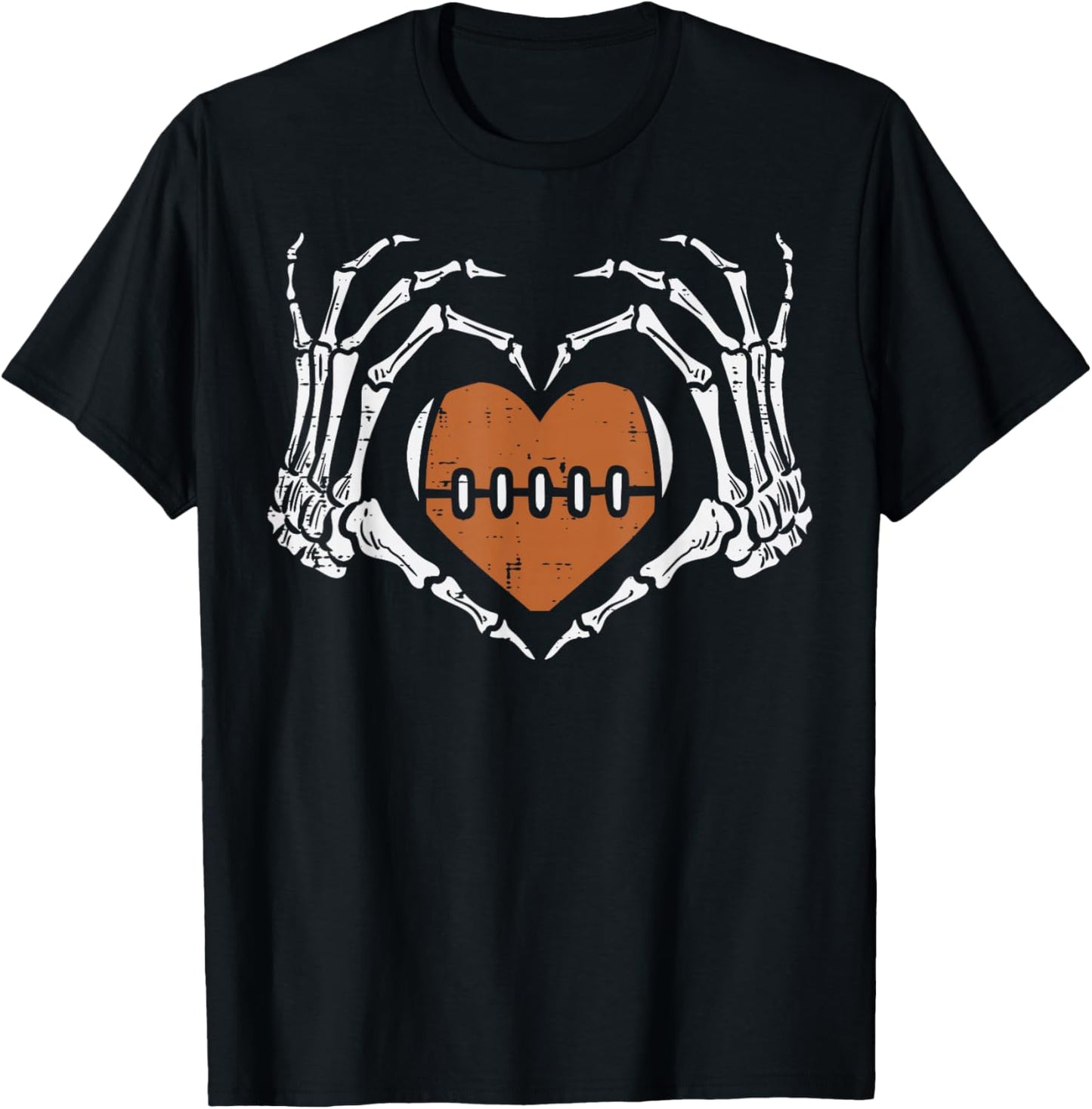 Halloween Football Heart Skeleton Hand Costume Boys Kids Men T-Shirt - T-Shirt | Black