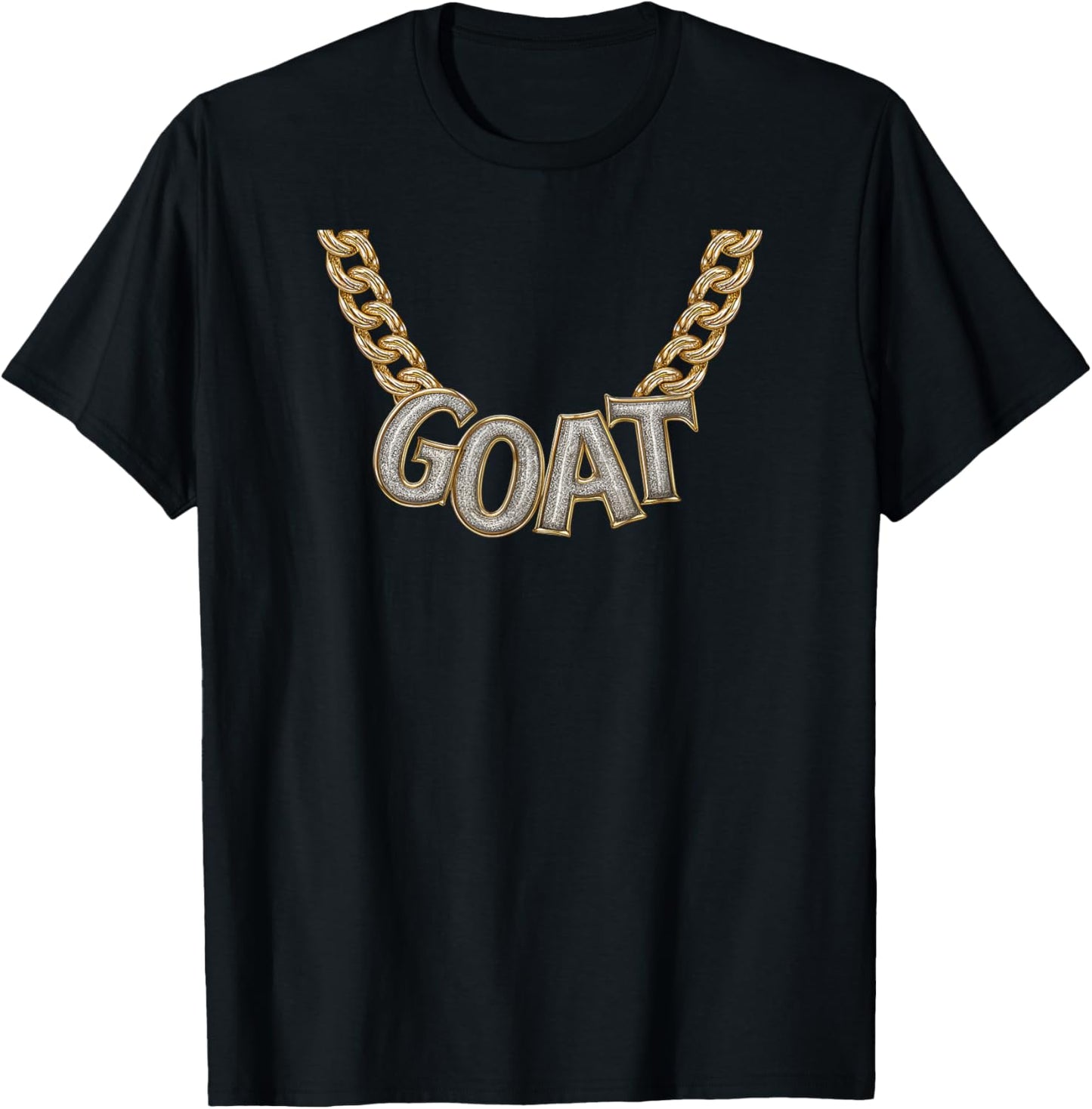 Boy Kid Funny Slang Gold Chain Goat Necklace Costume T-Shirt - T-Shirt | Black