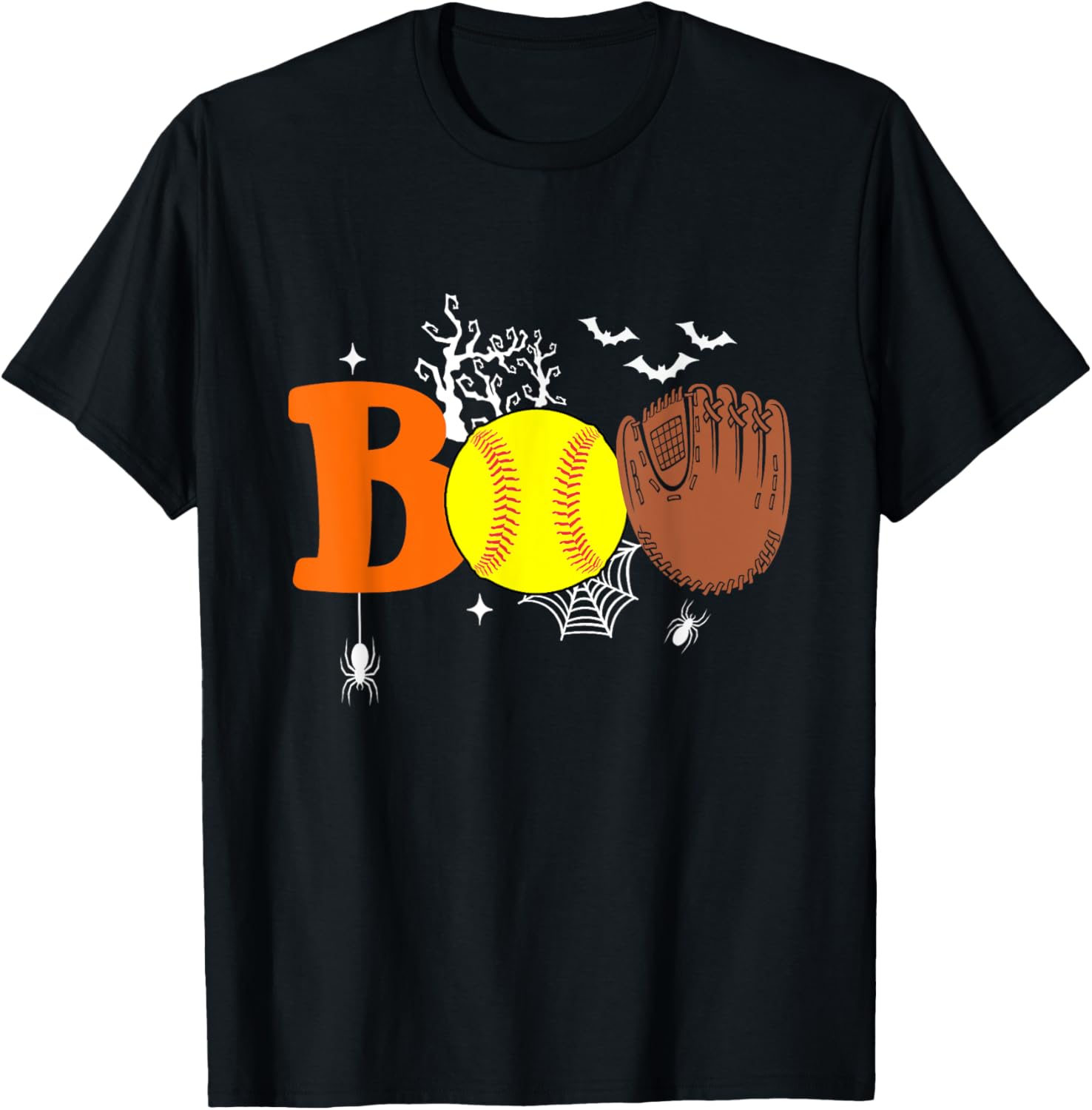 Boo Softball Halloween Spooky Halloween Softball Player T-Shirt - T-Shirt | Black