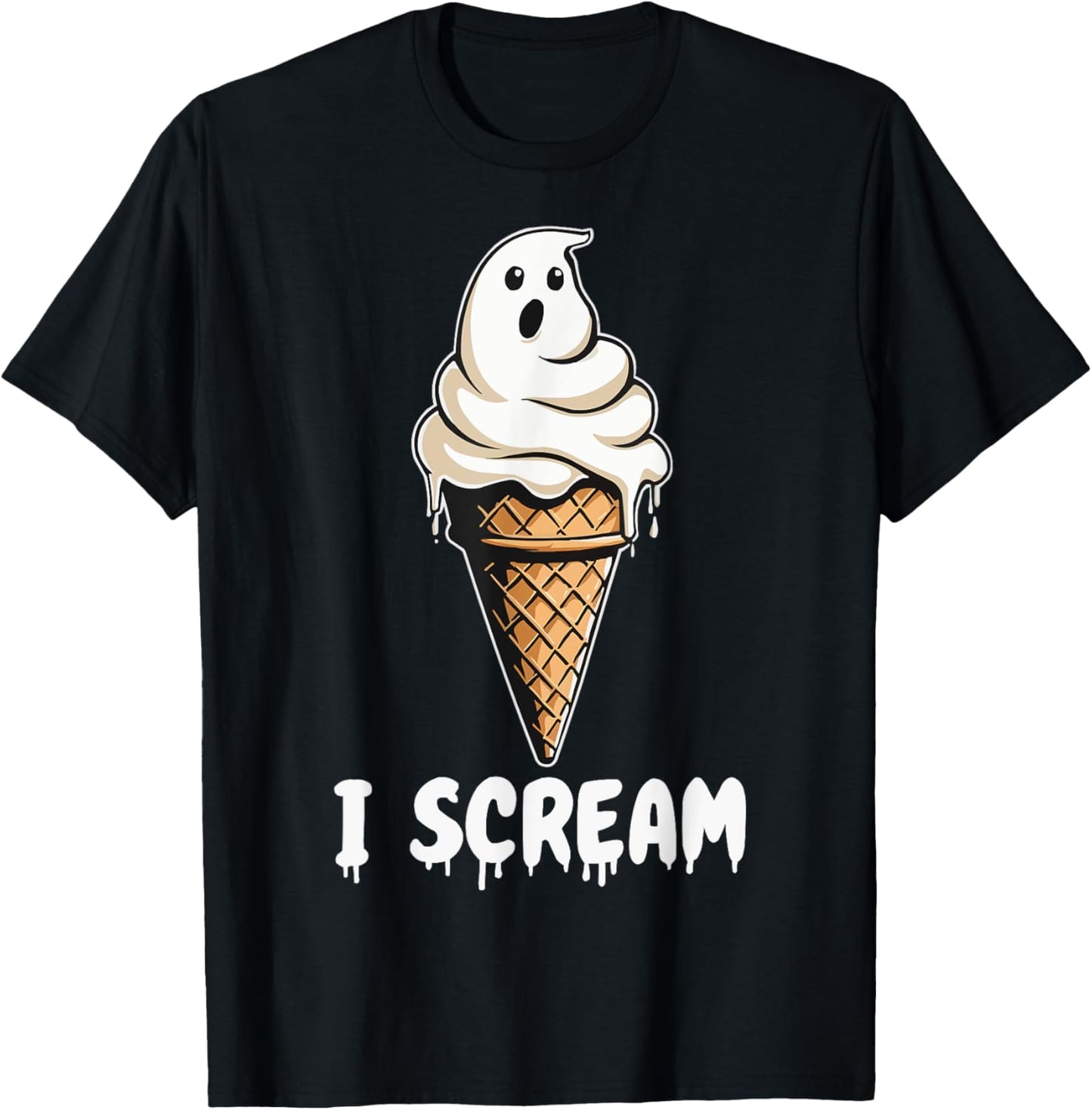 Funny Cute Ice Cream Ghost I Scream Halloween Party Costume T-Shirt - T-Shirt | Black