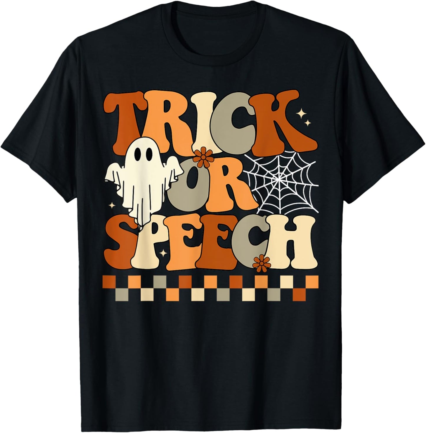 Trick or Speech Retro SLP Halloween Speech Therapy Halloween T-Shirt - T-Shirt | Black