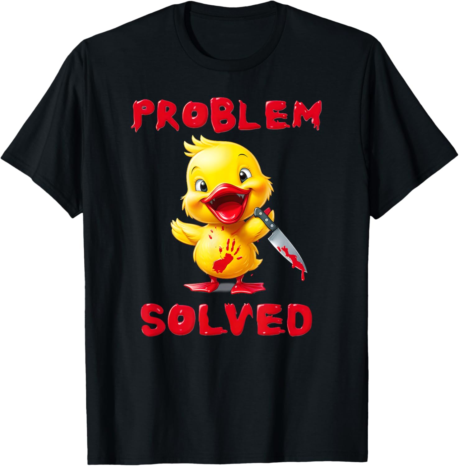 Problem Solved X Knife Duck - Angry Duck Halloween T-Shirt - T-Shirt | Black