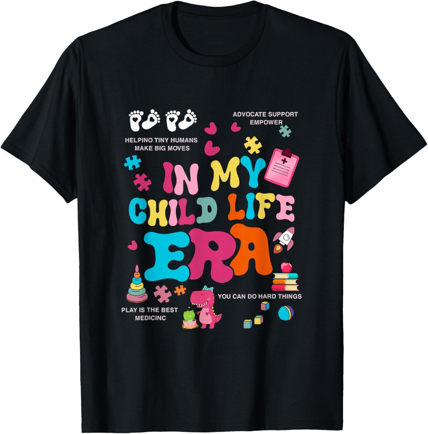 Retro In My Child Life Era Certified Child Life Specialist T-Shirt - T-Shirt | Black
