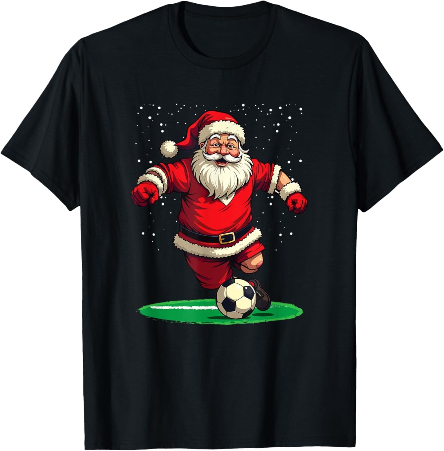 Santa Playing Soccer Christmas Football Fan T-Shirt - T-Shirt | Black