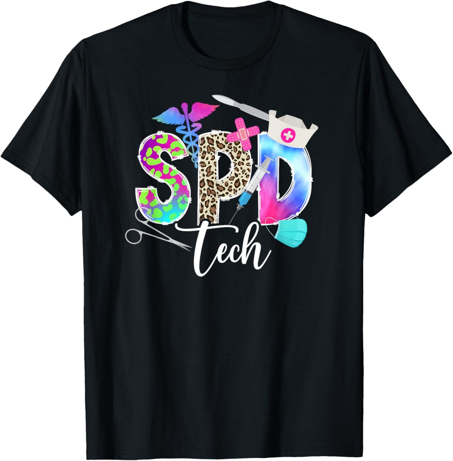 SPD Tech Leopard Sterile Processing Tech T-Shirt - T-Shirt | Black