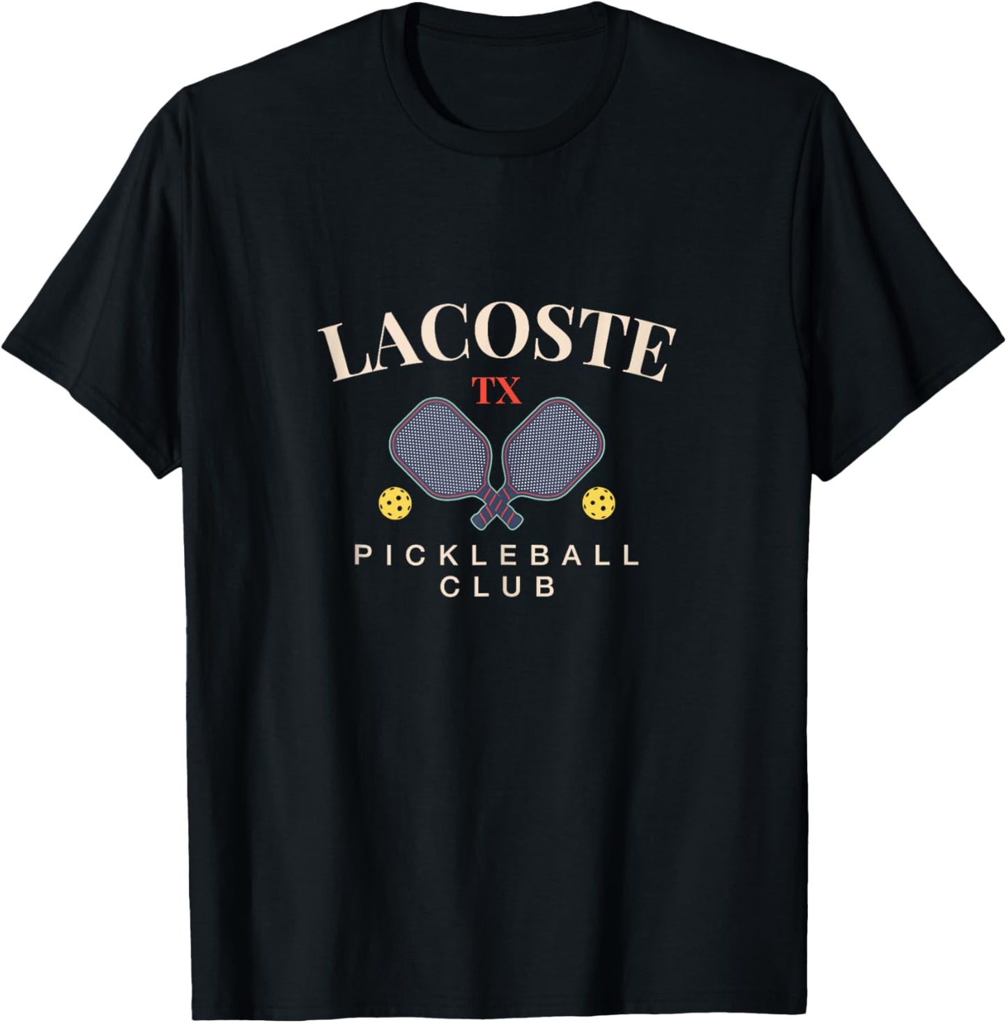 Lacoste, TX Pickleball Club for Paddle Lovers T-Shirt - T-Shirt | Black