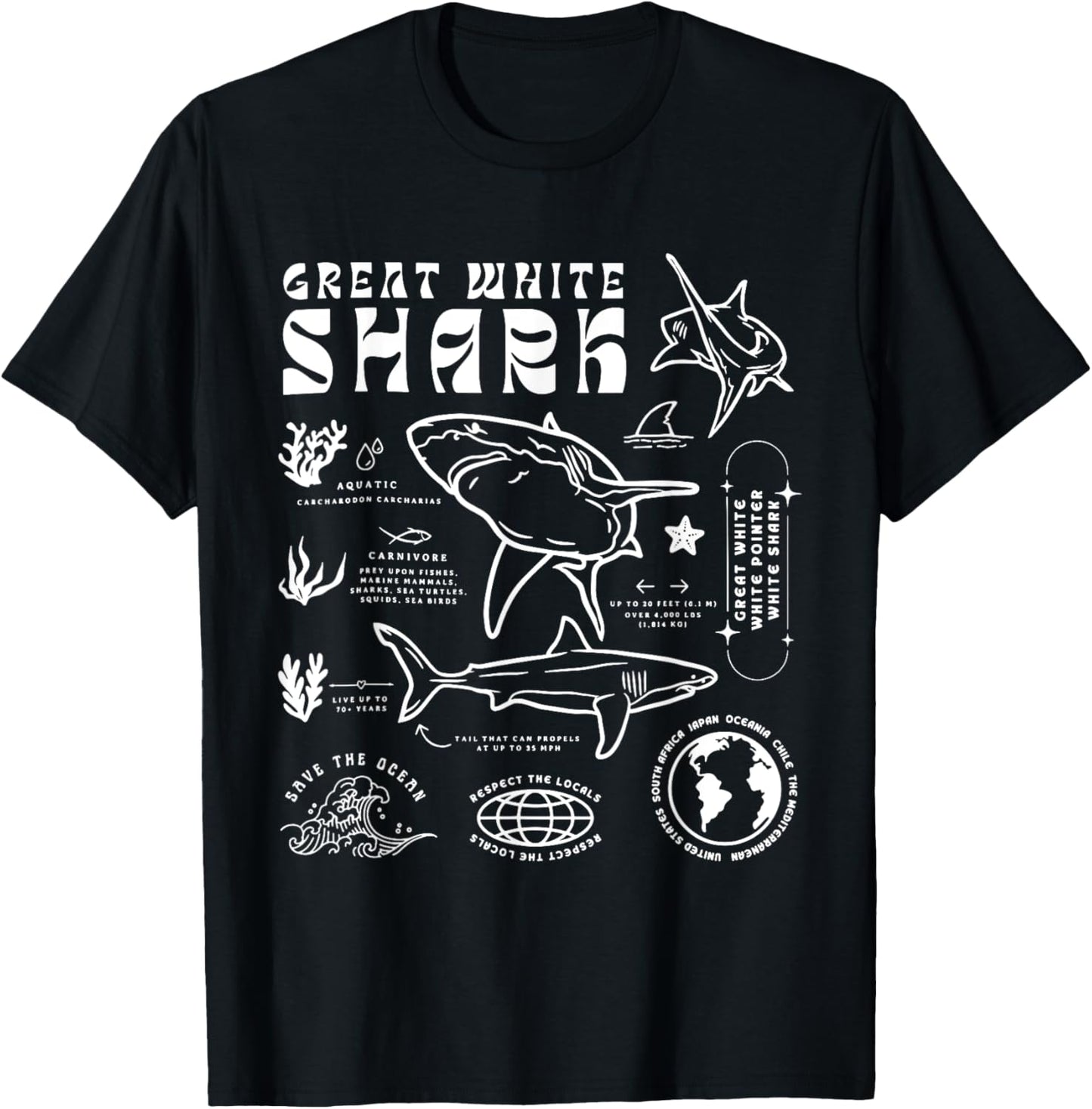 Great White Shark Anatomy Marine Biologist T-Shirt - T-Shirt | Black