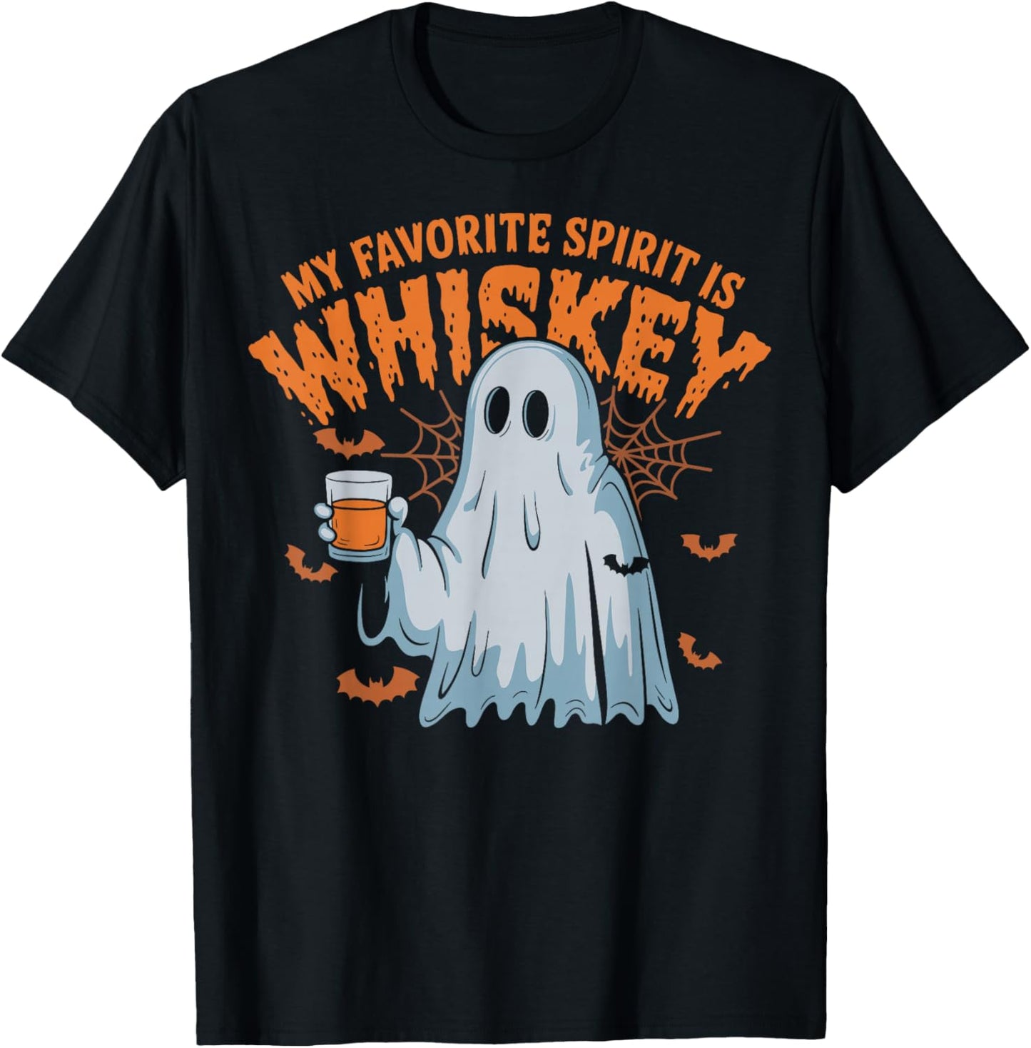 My Favorite Spirit Is Whiskey Funny Ghost Halloween Costume T-Shirt - T-Shirt | Black