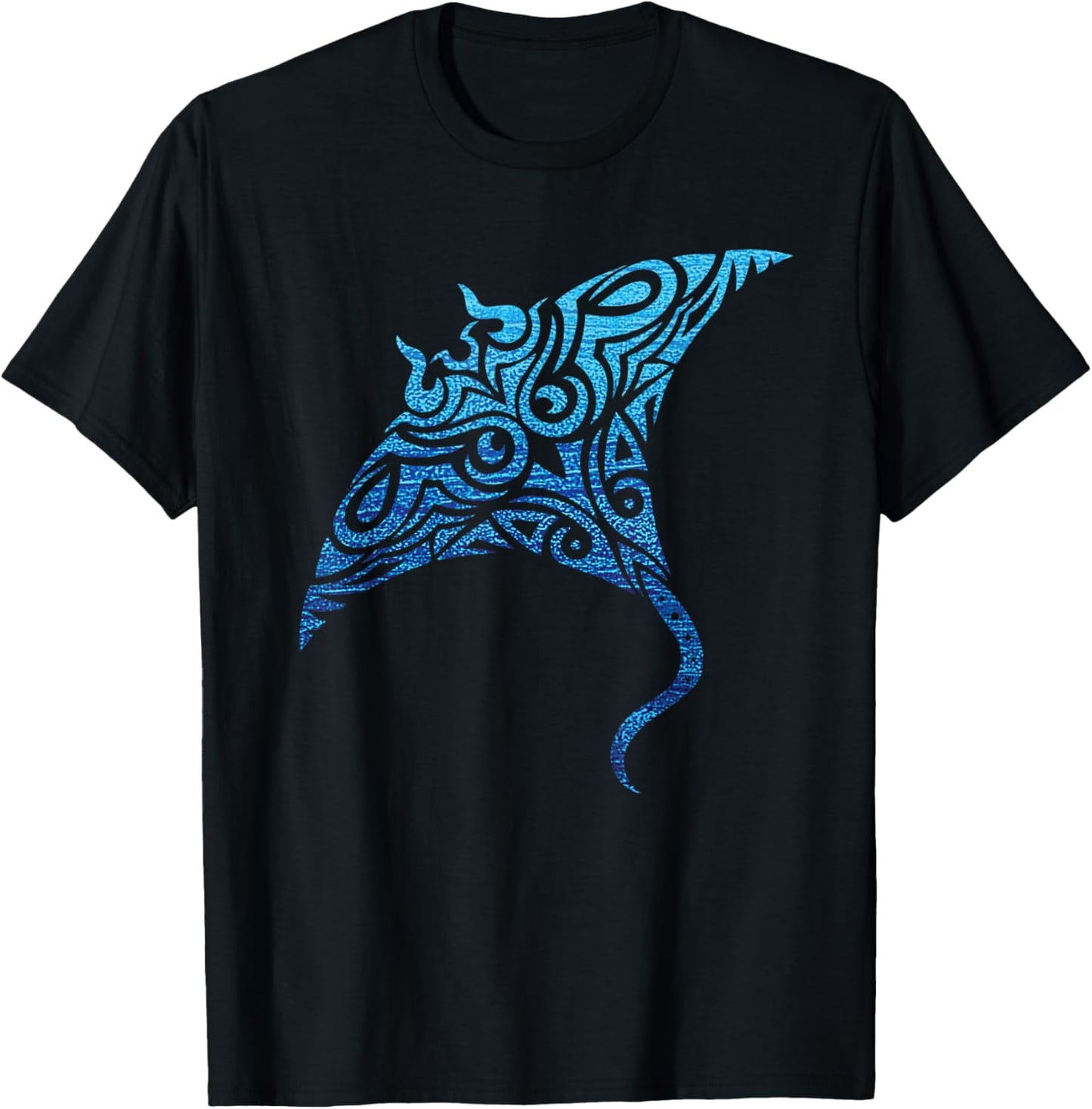 Hawaiian Manta Ray Tribal Polynesian Tattoo Pacific Stingray T-Shirt - T-Shirt | Black