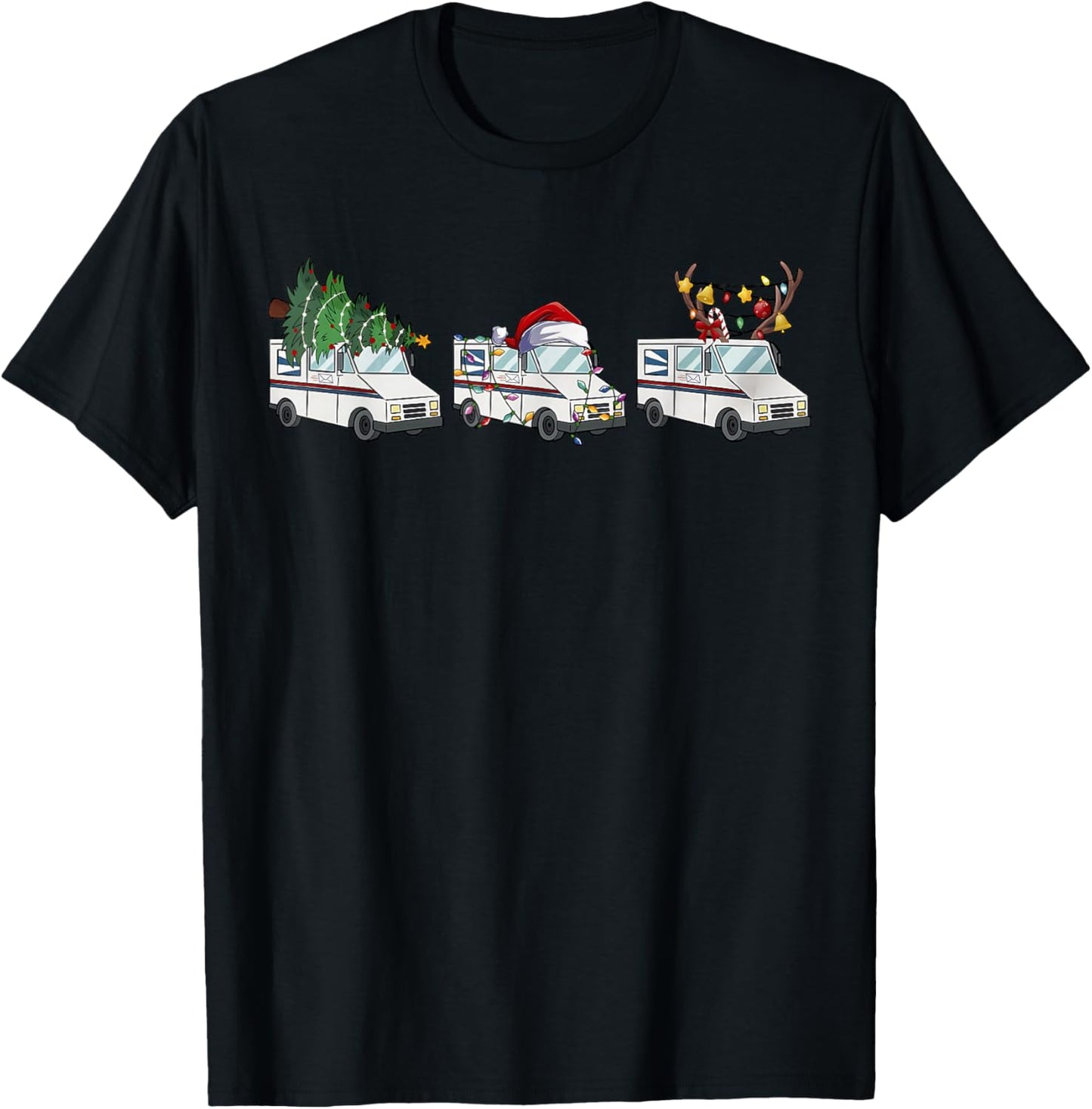 Post Office Truck Christmas Postal Worker Xmas Mail Truck T-Shirt - T-Shirt | Black