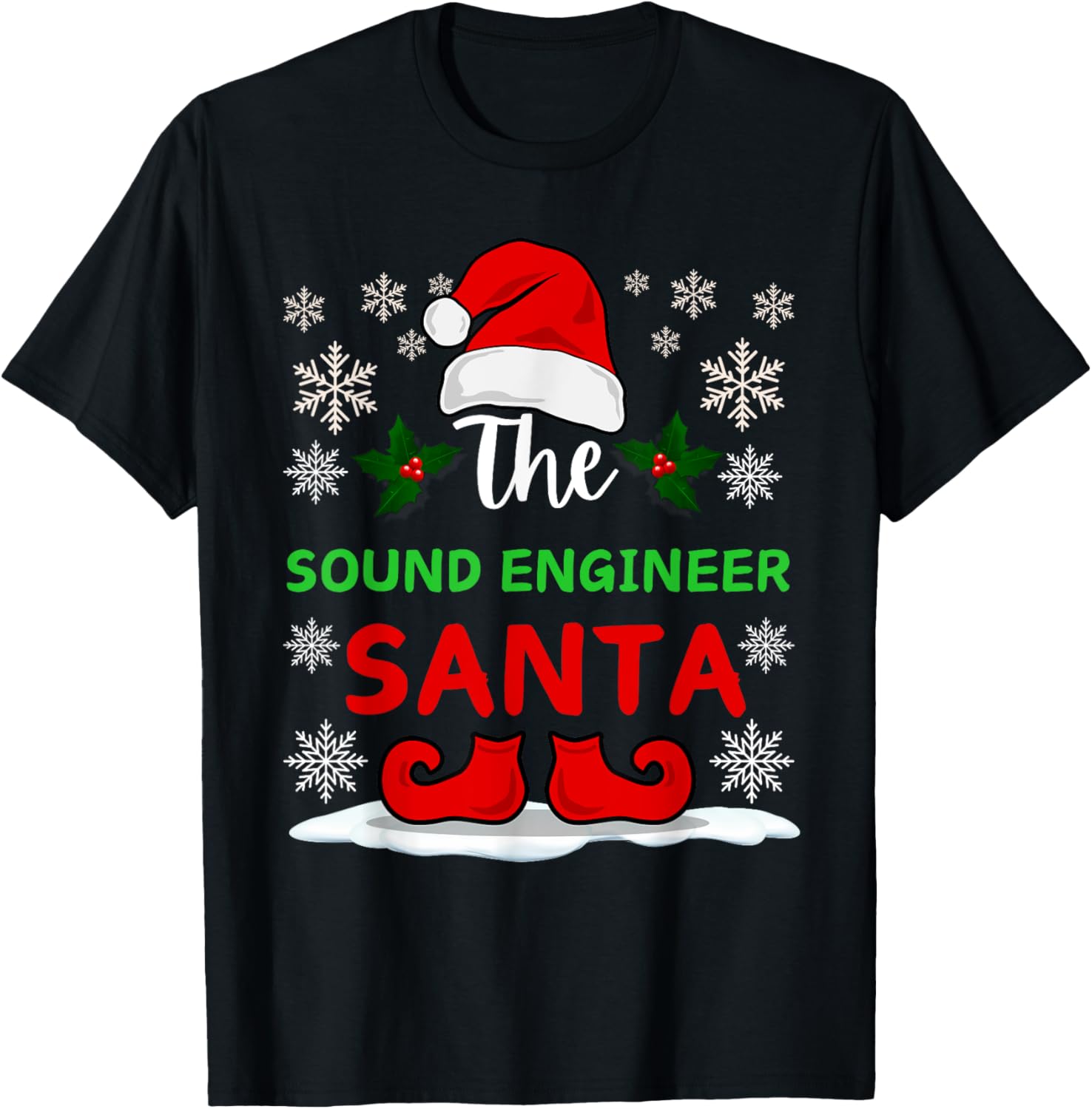 The Sound Engineer Santa Claus Christmas Day Xmas T-Shirt - T-Shirt | Black