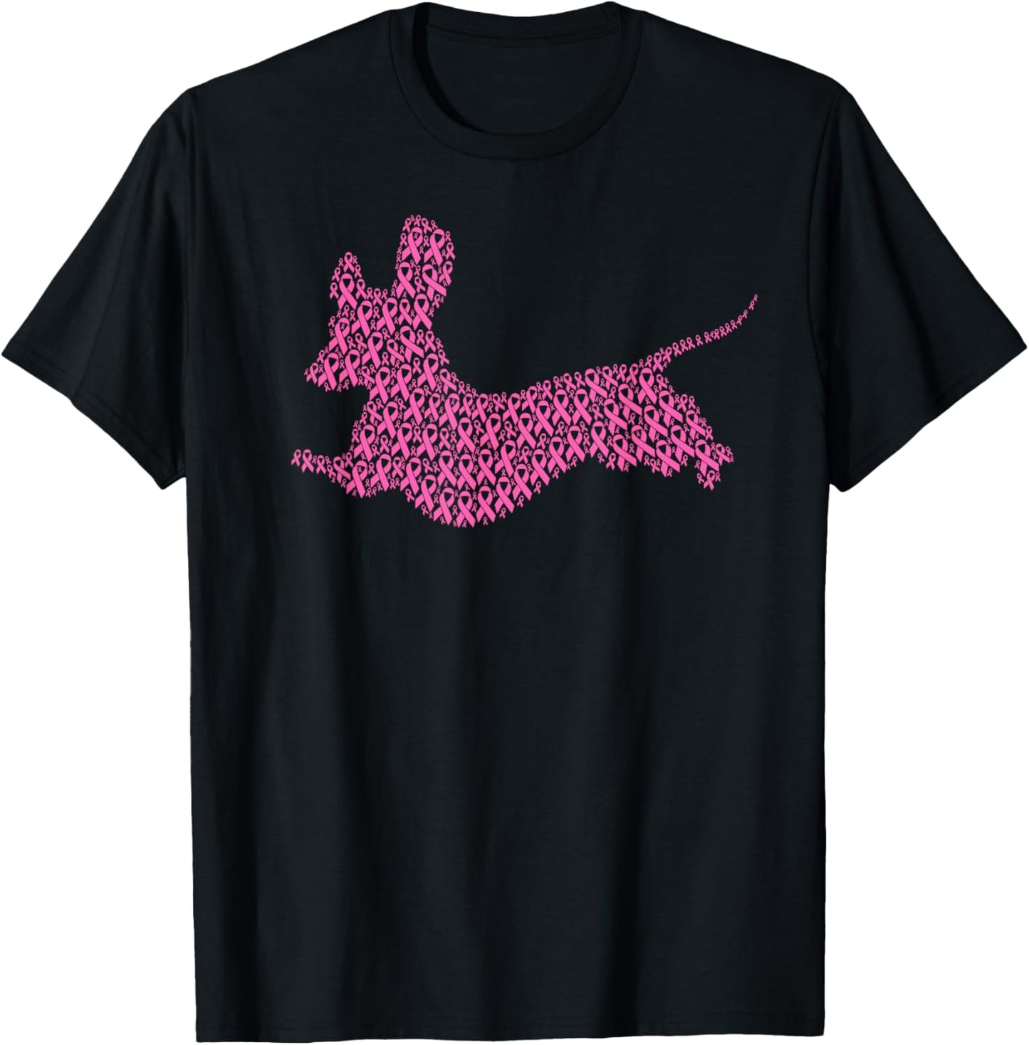 Breast Cancer Awareness Pink Ribbon & Survivor Dog Dachshund Men Women Kids T-Shirt - T-Shirt | Black