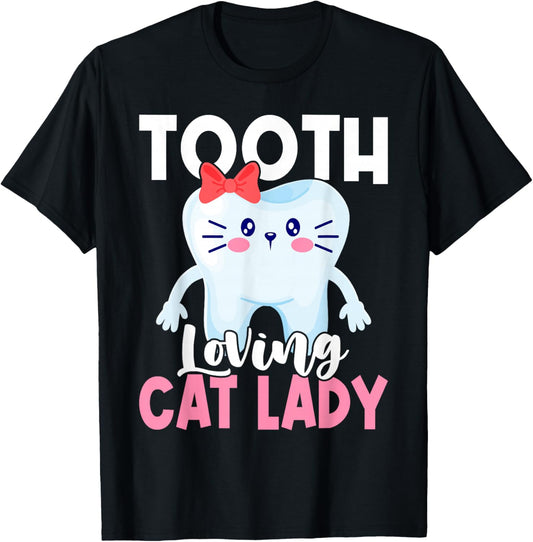 Dentist Cat Cat Lover Dental Assistant Nurse T-Shirt - T-Shirt | Black