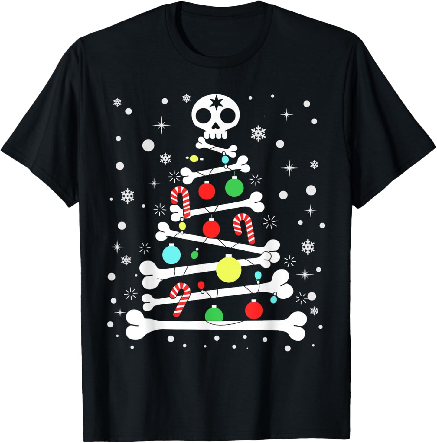 Funny Xmas Bones Skeleton Christmas Tree T-Shirt - T-Shirt | Black