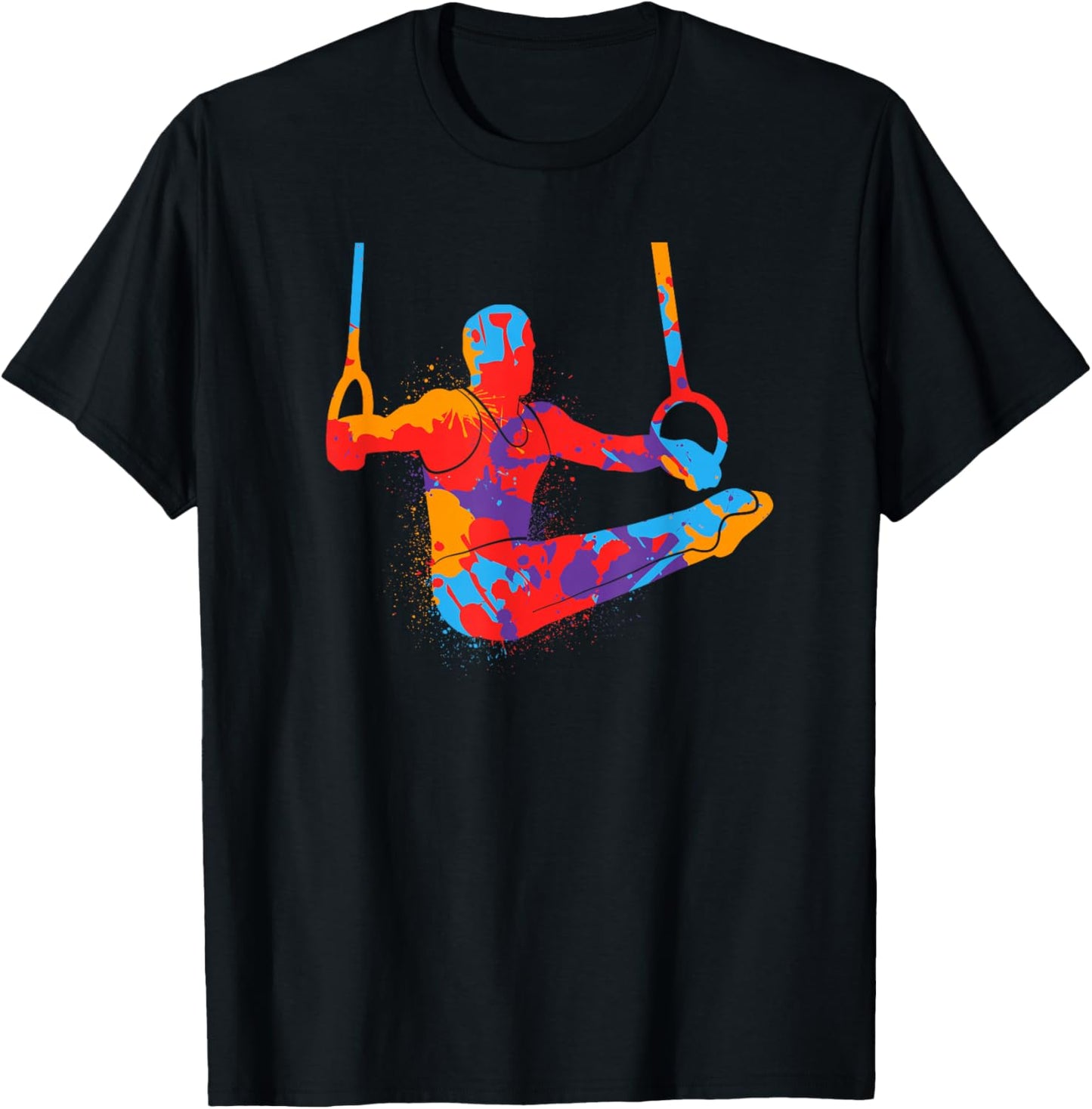 Gymnastics Sports Rings Kids Boys Colorful Gymnast T-Shirt - T-Shirt | Black