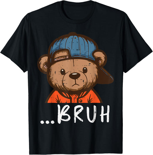 Halloween Hip Bear Cap Bruh Costume Meme Toddler Boys Kids T-Shirt - T-Shirt | Black