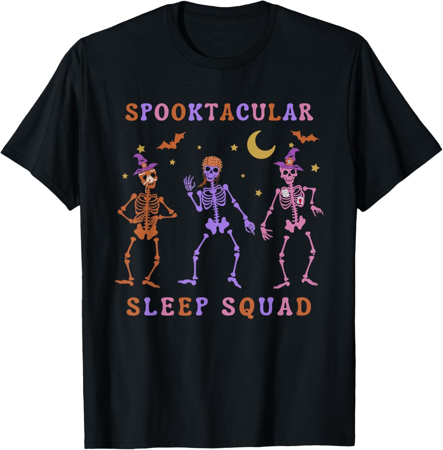 Polysomnographic Tech Halloween Skeleton Sleep Tech Squad T-Shirt - T-Shirt | Black