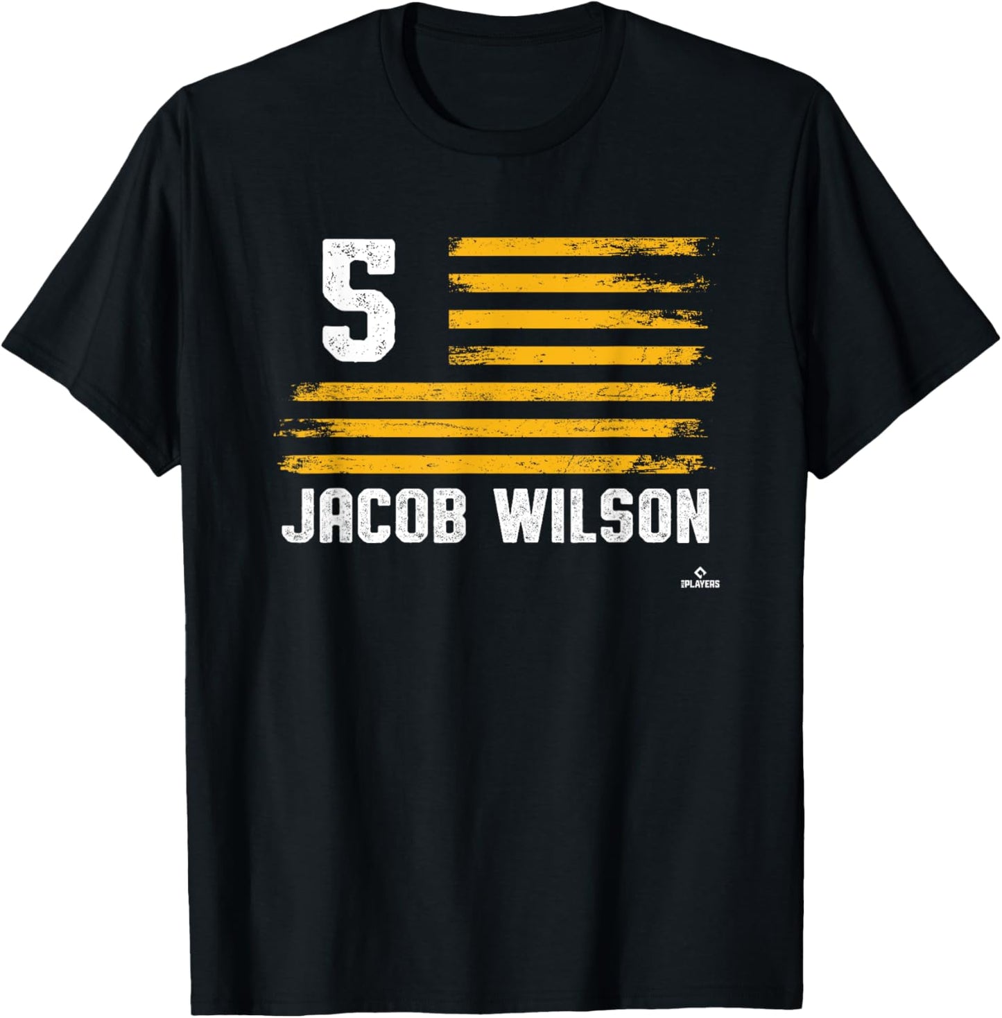 Flag Stripes Jacob Wilson Oakland Baseball MLBPA T-Shirt - T-Shirt | Black
