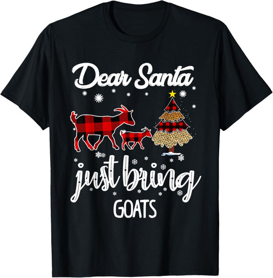 Funny Goat Christmas Goat Santa Holiday Costume For Kids T-Shirt - T-Shirt | Black