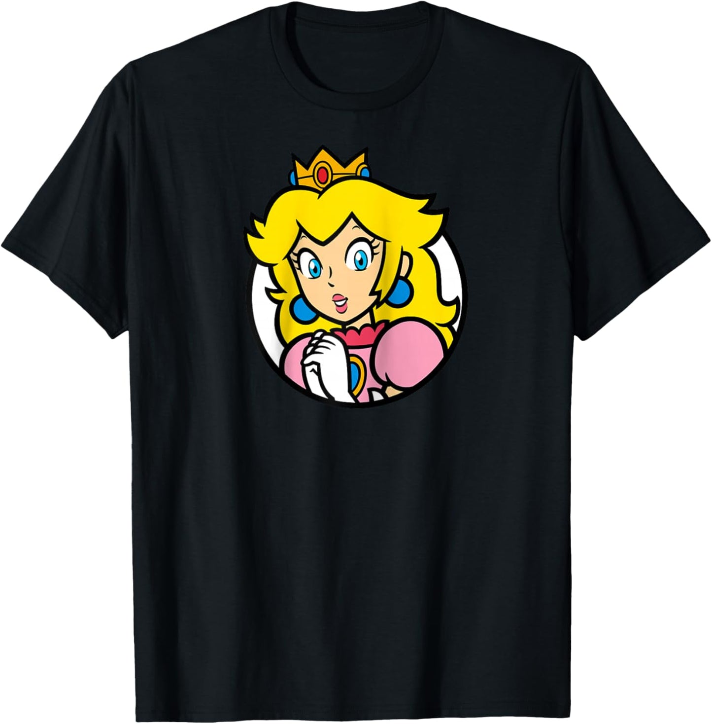 Super Mario Bros Princess Peach Nintendo Portrait Raglan Baseball T-Shirt - T-Shirt | Black